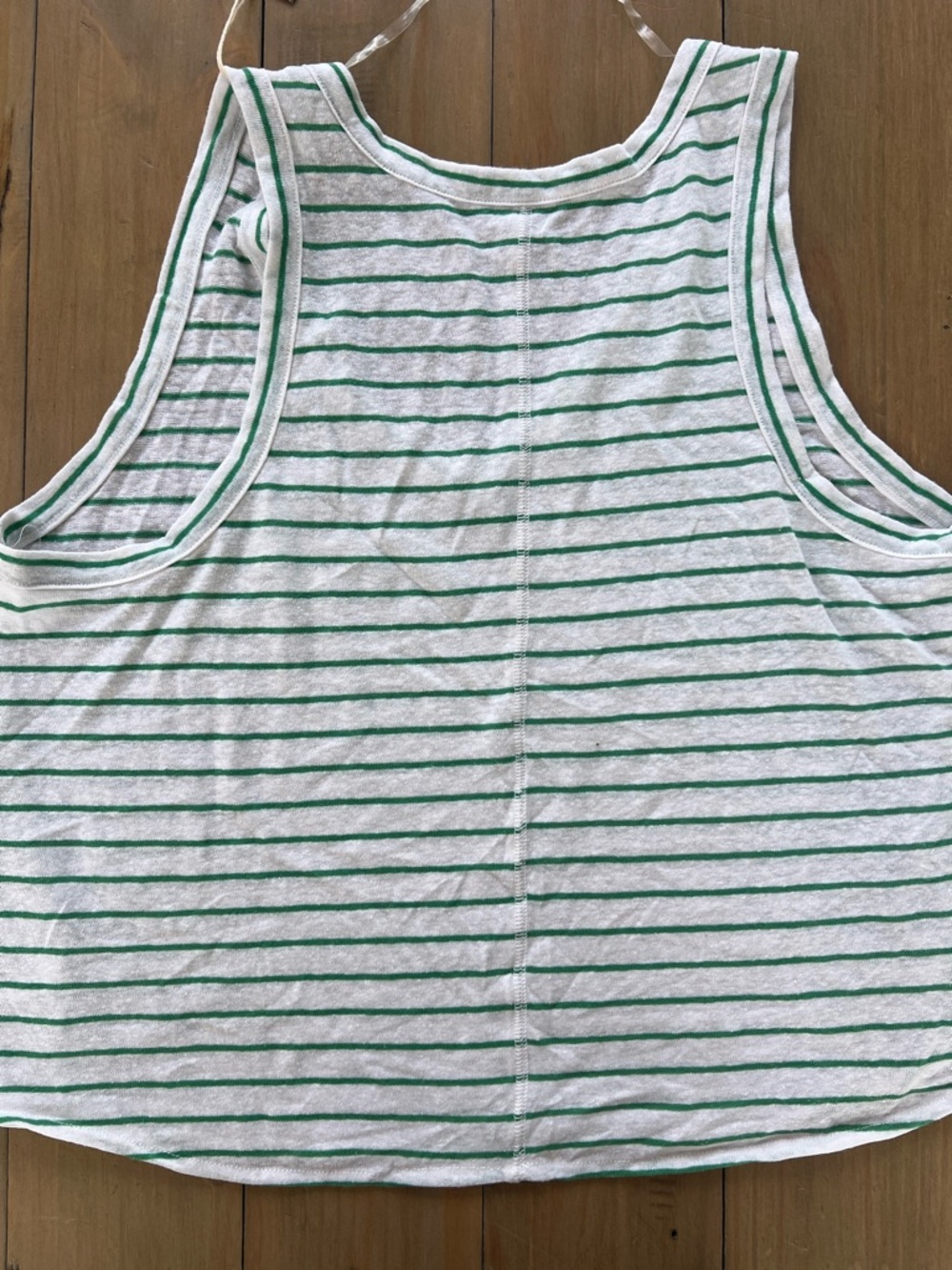 Striped V-Neck Tank Top - White & Green - Picture 5 of 7